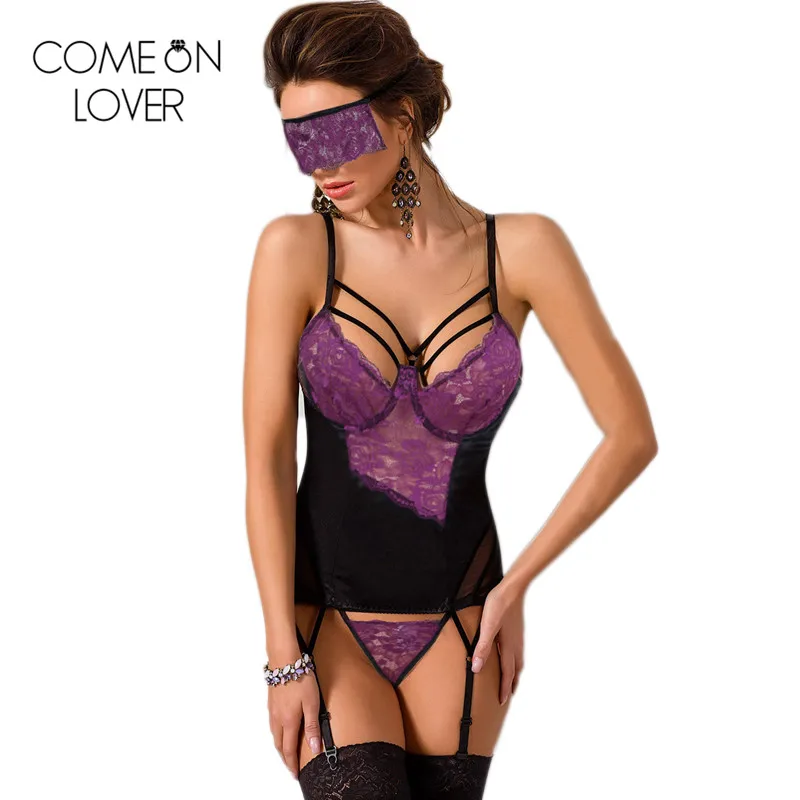Comeonlover Schlanken körper strap bustier weibliche nachtwäsche spitze kostüm sexy mit augenklappe plus größe nightgown lenceria porno RL80419 Kaufen
