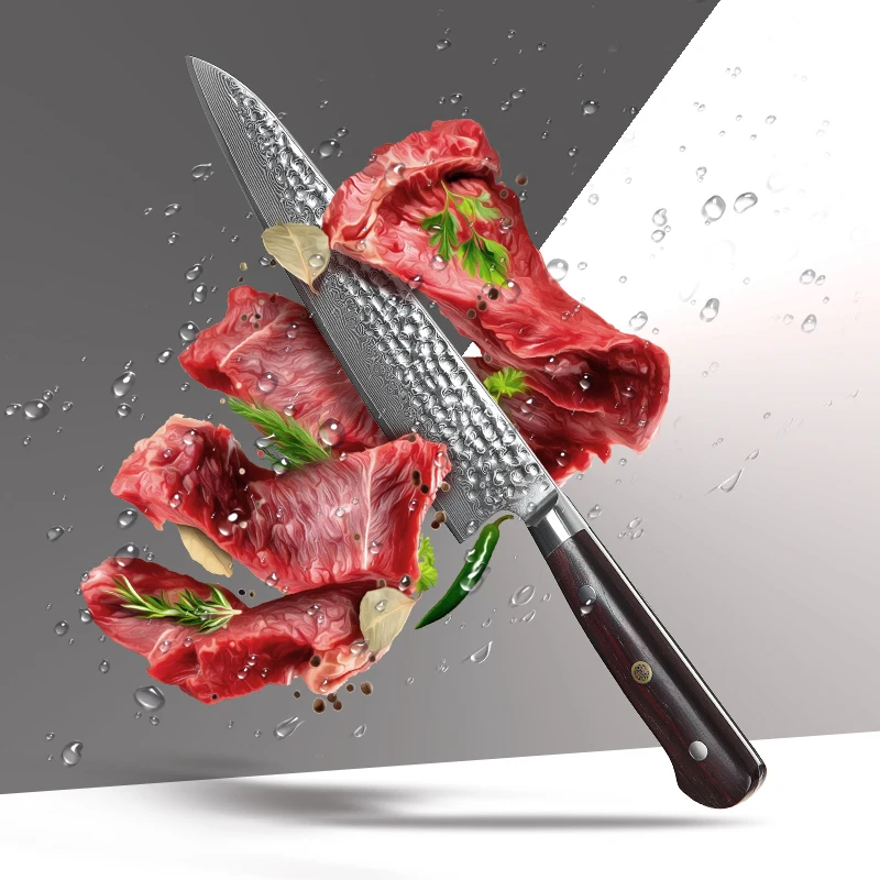 HEZHEN 8,5 ''шеф-повар Ножи японской дамасской Сталь Профессиональный Кухня острый VG10 мясника Ножи сиамский ручка