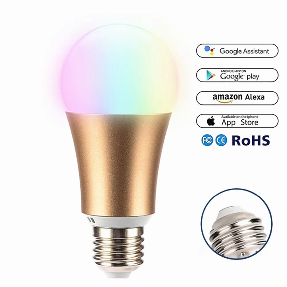 2019 New Metal RGB 7W WIFI LED Smart Bulb Ball Lamp E27 Dimmable Color LED Light Bulb ,16 Million Colours,APP Remote Control
