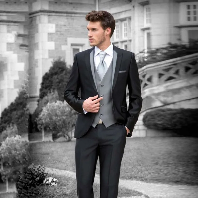 Italian Retro Custom Made Black Wedding Suits For Men Blazers Italian Retro Custom Made Black Wedding