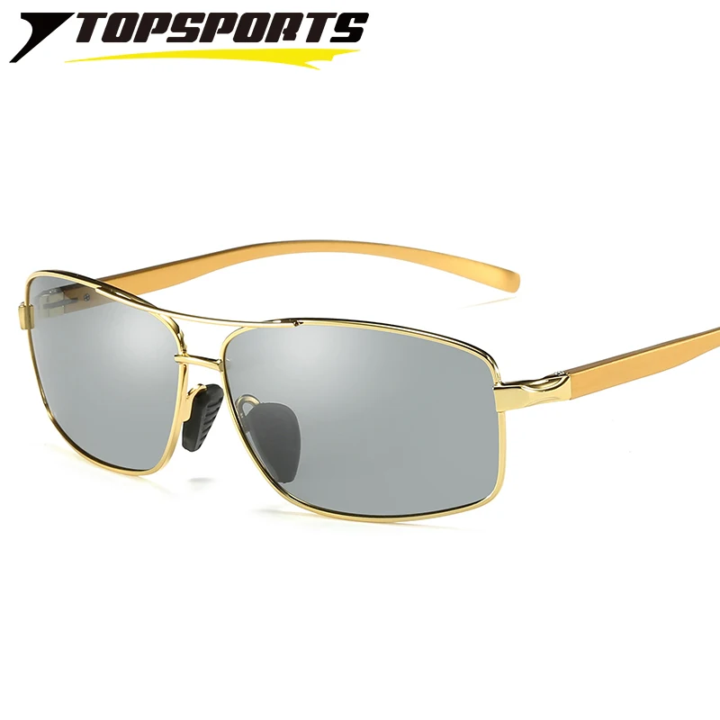 

TOPSPORTS photochromic polarized Sunglasses sports men driving fishing Al-Mg Glasses UV400 eye protective discoloration lens
