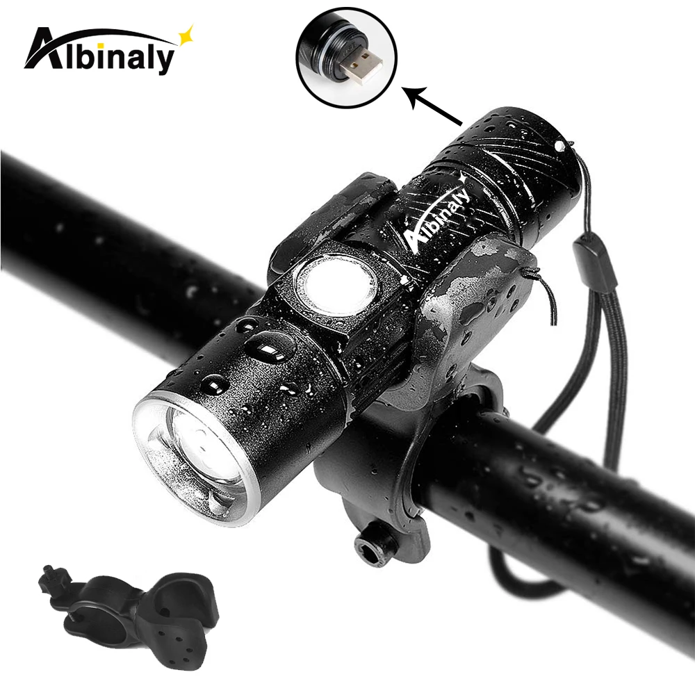 USB rechargeable bicycle light 3 lighting mode mini LED bike light