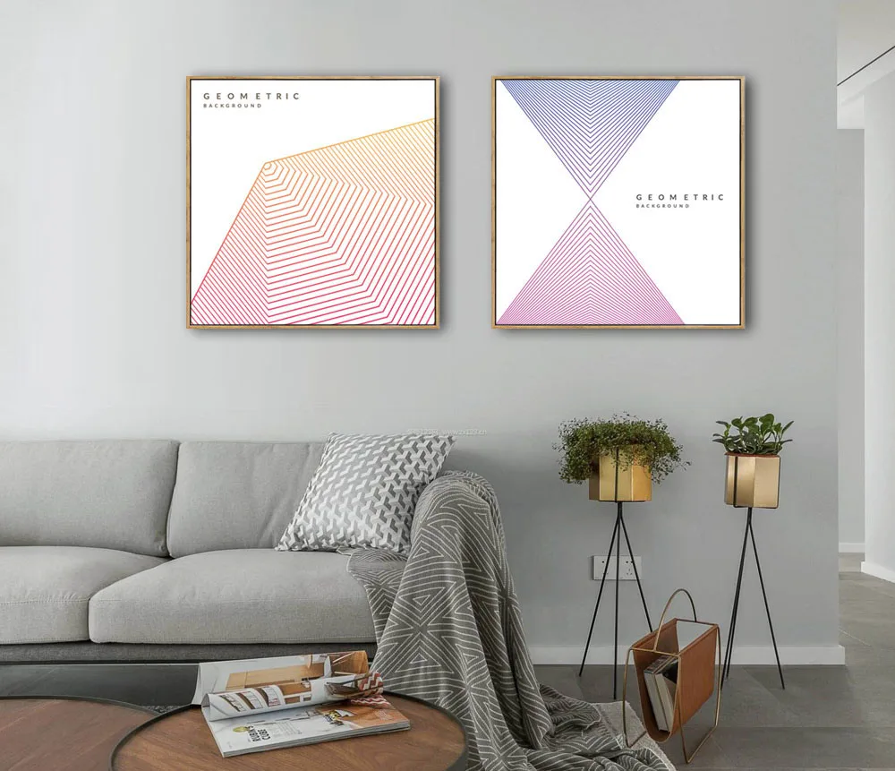 

Nordic Geometrical Line Shape Picture Minimalist Pink Wall Canvas Painting Printed Unframed Poster Living Room Decor