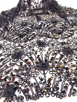 

White Sequined African French Mesh Net Lace Fabric For India Evening Party Dress Fabrics 2019 New Nigeria Sequins Voile Gold