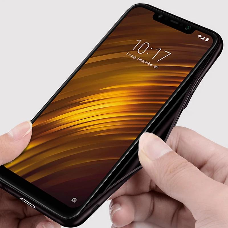 Чехол Pocophone F1, чехол MOFI для xiaomi Pocophone F1, тканевый чехол poco F1, глобальный силиконовый чехол с кромкой, полный Чехол, матовый чехол