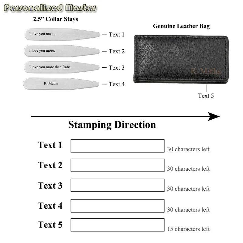 Персональный мастер заказной воротник из нержавеющей стали остается для мужчин платье рубашка жесткости в кожаный чехол 2," 2,5" 2,75" - Metal color: 2.5inch engraving