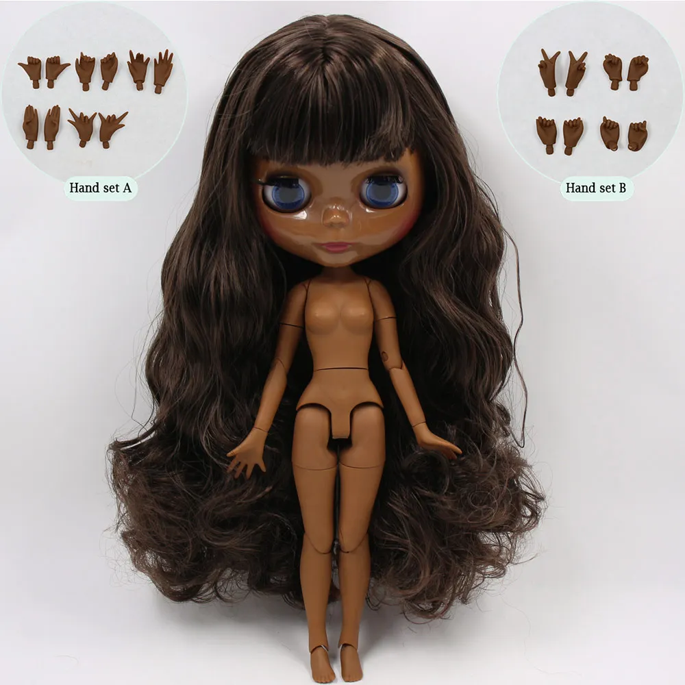 ICY Nude Blyth Custom Doll No. BL950/0222 коричневый микс черные волосы 1/6 bjd, pullip, licca, jerryberry - Цвет: C doll with hand AB