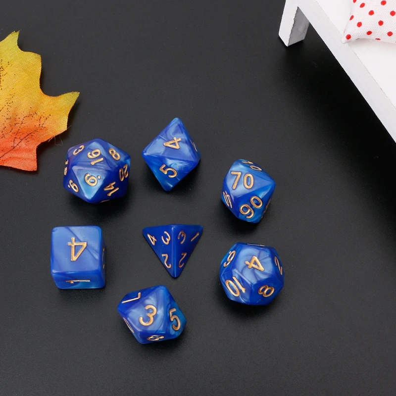 7 шт многогранные кости золотые цифры для драконов Pathfinder D20 D12 2xD10 D8 D6 D4|Кубики| |