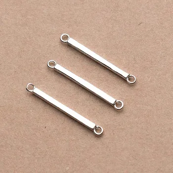 

925 Sterling Silver Square Column Charm Connectors 25x2mm Bracelets Necklace Connection Pendants DIY Jewelry Making Findings