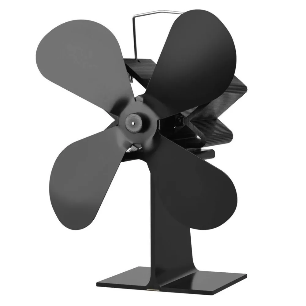 

4 Blades Heat Powered Stove Fan Log Wood Burner Ecofan Quiet Black Home Fireplace Fan Efficient Heat Distribution