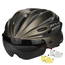 3 Lens Magnetic Goggles Bike Bicycle Helmet In-mold Cycling Helmet With Lens Casco Ciclismo