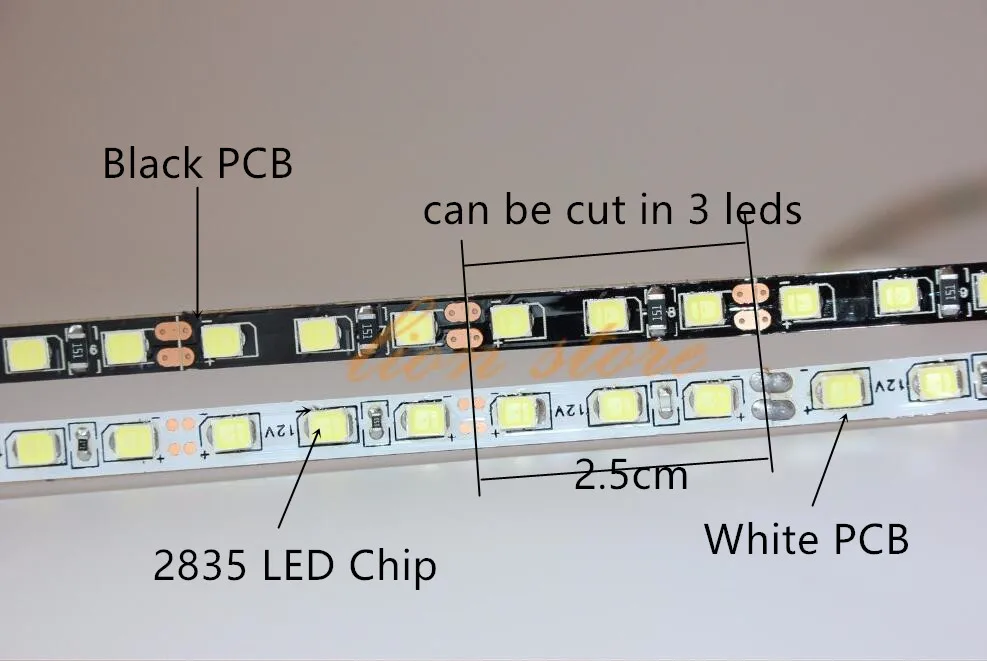 Белый/черный PCB 5 мм ширина 2835 SMD гибкая светодиодная лента светильник 120led/m DC12V белый не водонепроницаемый 5 м ленточный светильник