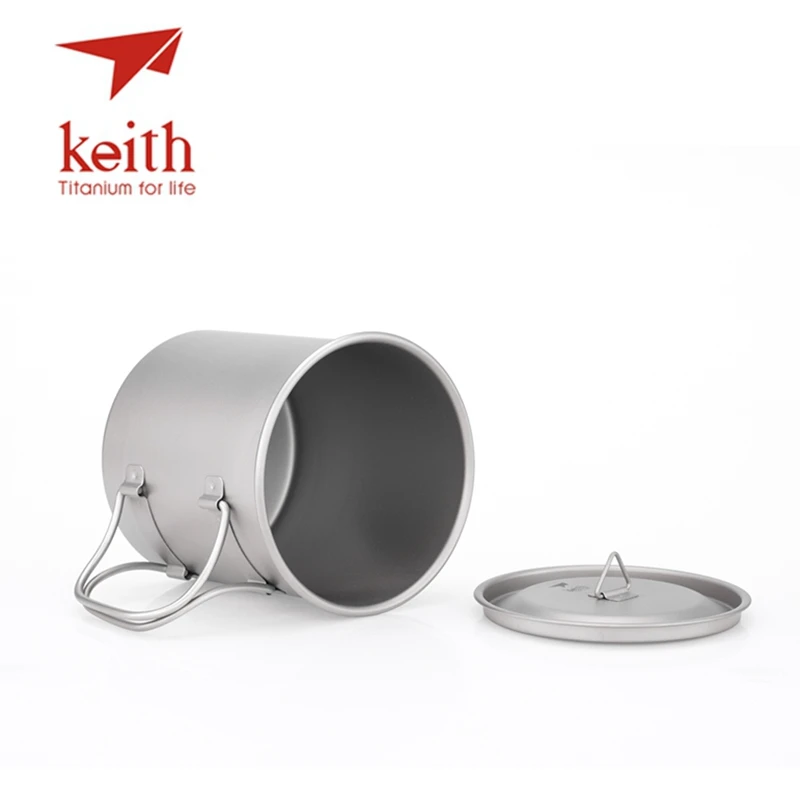 Keith al aire libre plegable de titanio agua tazas Drinkware Camping tazas con tapa ultraligero portátil al aire libre taza de viaje 550 ml Ti3206