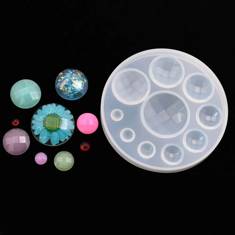 

1 PC SNASAN Silicone Mold Diamond surface half ball Oblate Cabochon Resin Silicone Mould Jewelry Making charms epoxy resin molds