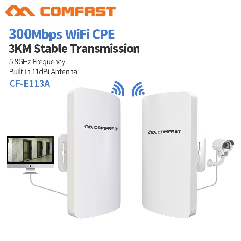 

2pc 3KM One Click Pairing 5G Outdoor WIFI Repeater 2 Extender 300Mbps Amplifier Wireless Access Point Wi-fi Antenna Nanostation
