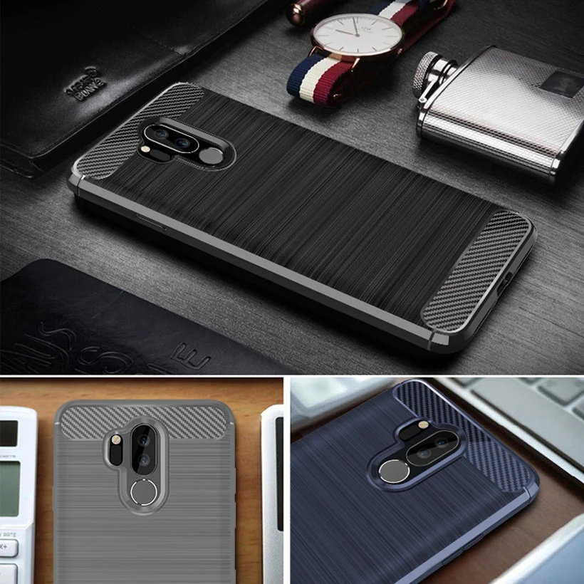 Carbon Fiber Silicone Cases For LG K40 K50 Q60 X5 Q9 One K8 K12 Plus X4 2019 LV3 2018 K30 K11 Alpha K10 G7 G8 ThinQ Covers |
