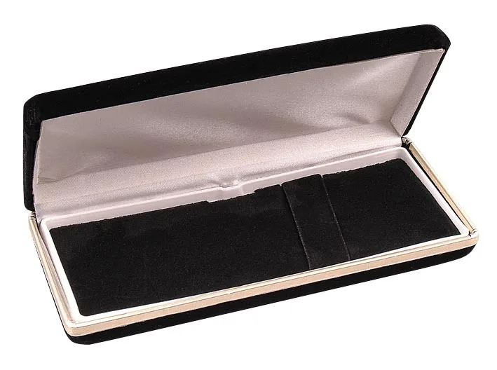 Высококачественный металлический пенал черная бархатная коробка Золотая отделка металлический пенал