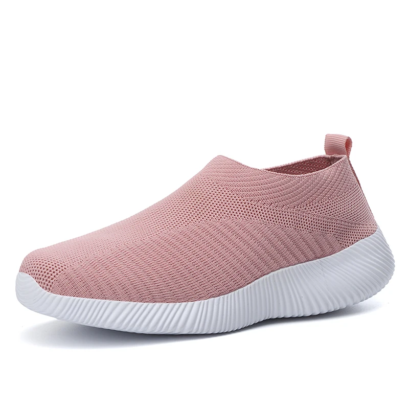OdoRola/женские кроссовки; женские летние кроссовки без шнуровки на плоской подошве; Лоферы размера плюс; сетчатая обувь; повседневная спортивная обувь для ходьбы - Цвет: Pink