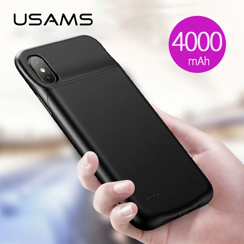 Goede USAMS 4000 Mmah Batterij Oplader Voor iphone XR XS Max, 3200 mah Battery Case Externe Power Bank Backup Power voor iPhone X XS