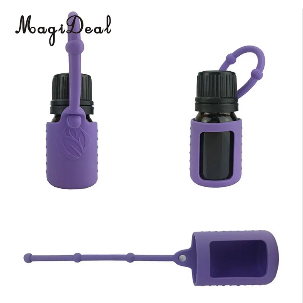 4pcs 5ml Silicone Cosmetic Makeup Essential Oil Roller Bottle Sleeves Carrying Storage Case Holder Pink Purple Green Orange