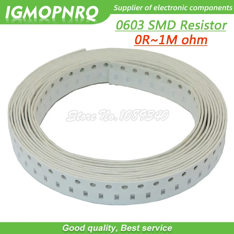 100 шт. 0603 SMD 1/8 Вт Чип резисторы 0 Ом 10 м ом 0R 4.7R 100R 200R 220R 1K 4 7 K 4K7 10K 100K 200K 220K