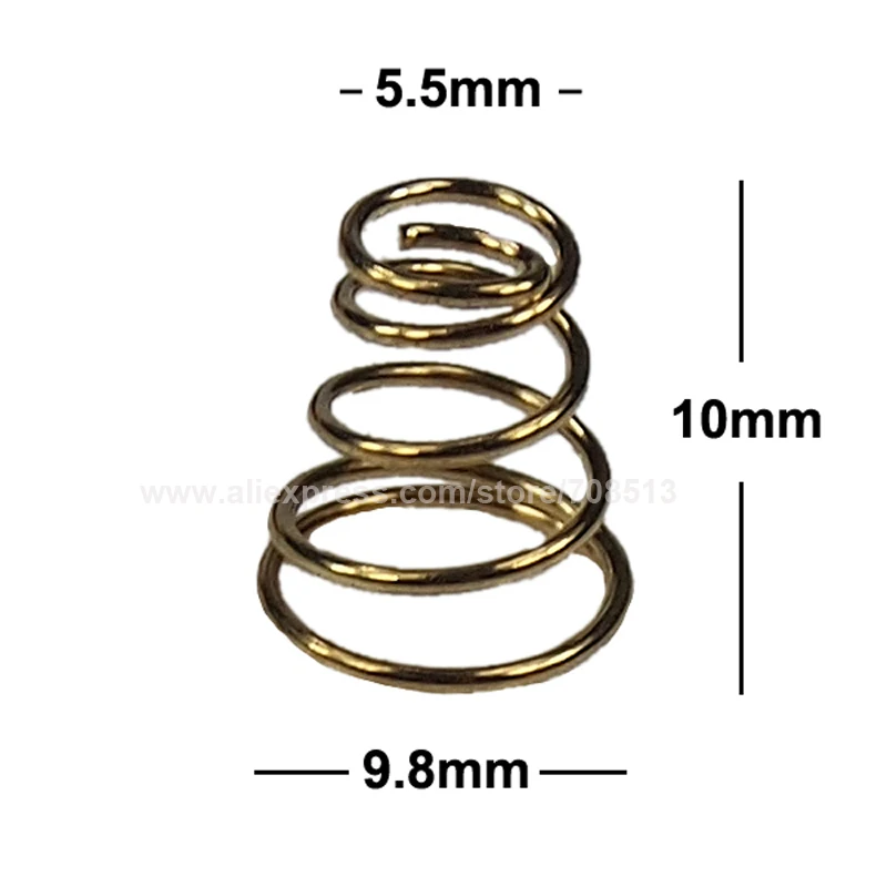 DIY Золотая батарейка с покрытием/контактная поддержка драйвера пружины 9,8 мм(D) x 10 мм(H) для фонарей-10 шт