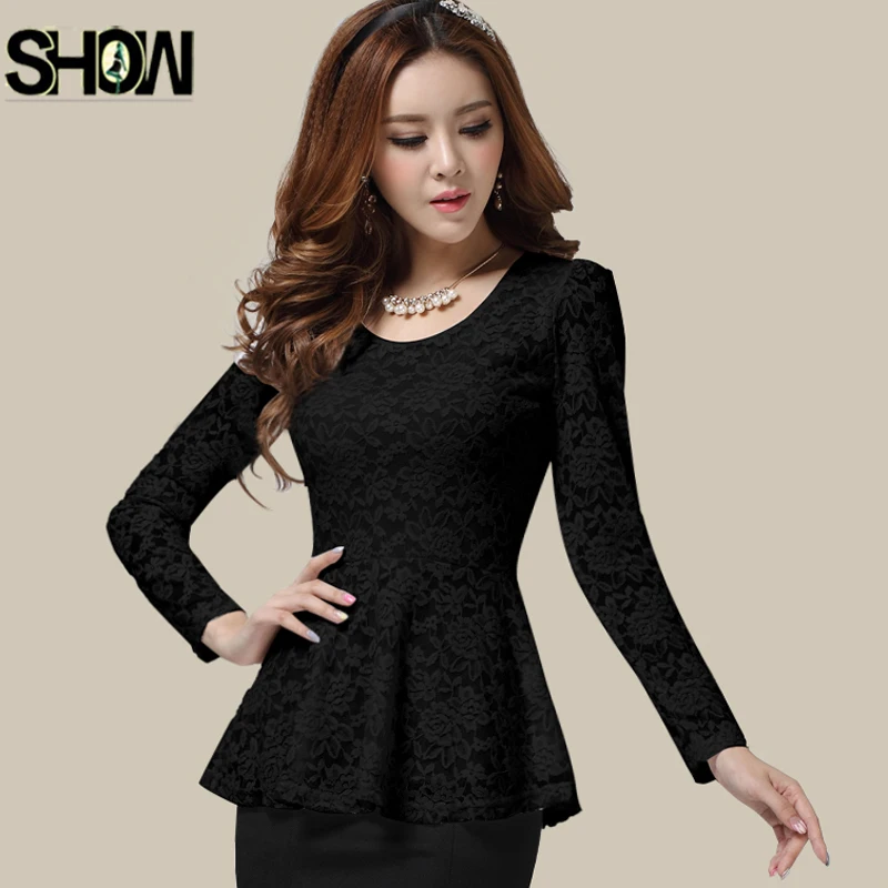 Женская кружевная блузка белая с длинным рукавом 1307|lace peplum top|peplum toppeplum fashion |