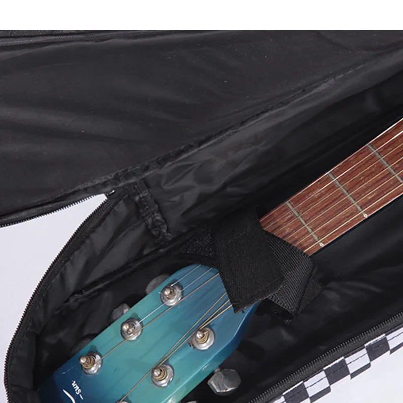 Professional portable durable 40 41 acoustic wood guitar bag black and white grid backpack soft gig case padded cover waterproof