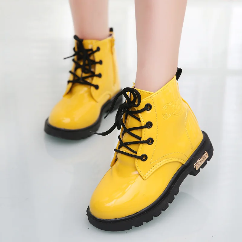 Демисезонная водонепроницаемая кожаная Школьная обувь для мальчиков и девочек