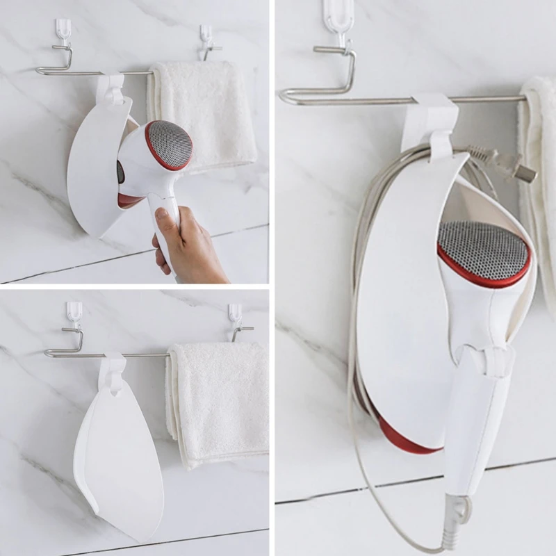 

Hook type hanging Hair Dryer Holder Cupboard Stand Hanging Bathroom Organizer Shelf Rack Salon New