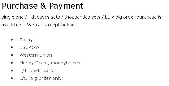 payment terms