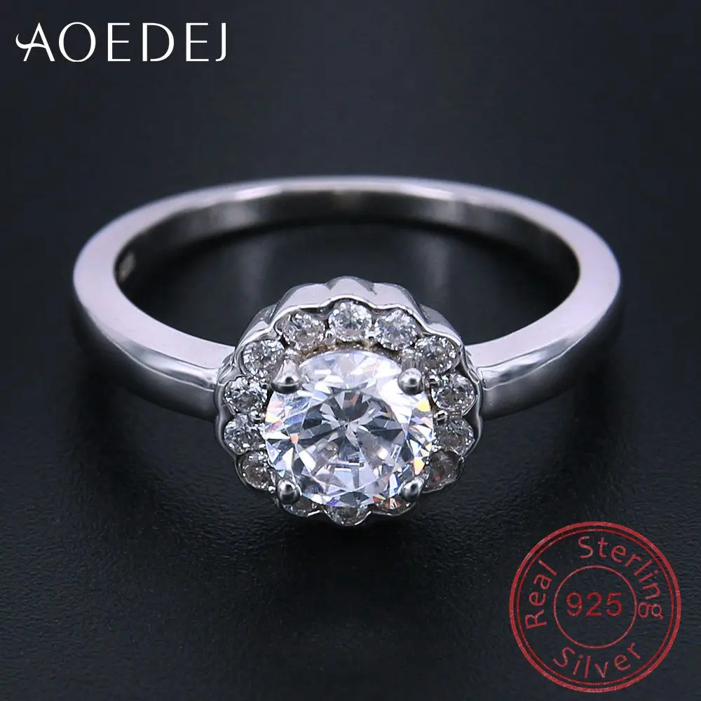 AOEDEJ ビッグクリスタルリング婚約指輪のためのかわいいシルバーリング小型舗装クリスタル記念ジュエリーギフトengagement