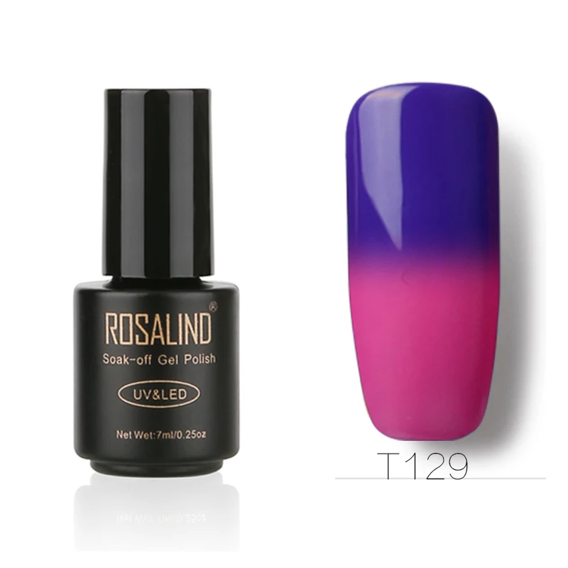 Rosalind бренд замачиваемый Светодиодный УФ-Гель-лак для женщин Высокое качество 7 мл изменение температуры Цвет 3D магический гель для ногтей - Цвет: 129