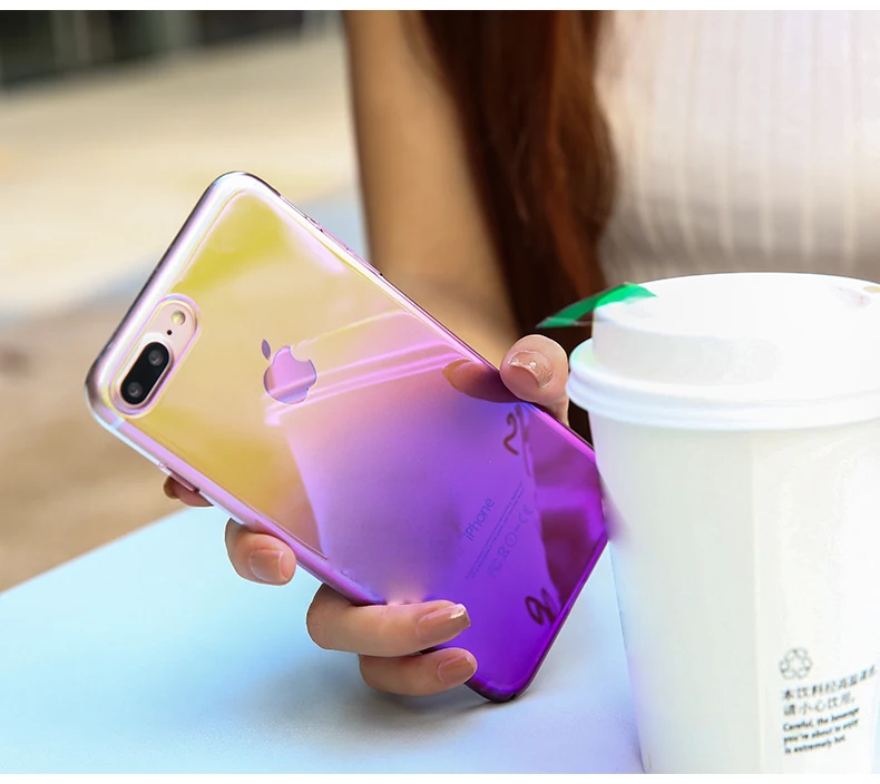 Baseus Gradient Color Cases For iPhone 7 Case Transparent Plastic Back Cover Case For iPhone 6 6s 7 Plus Capinha Couque          (6)