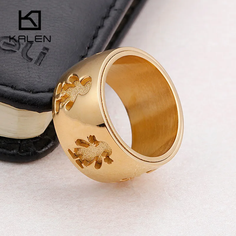 Kalen New Stainless Steel Gold Little Girl & Boy 12mm Width Rings For Women Good Quality Engagement Finger Rings For Family Love