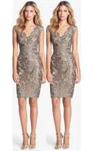 Sexy V-ausschnitt Über Knie Short Lace Kleid Abendkleid 2016 Vestidos robe de cocktailkleider