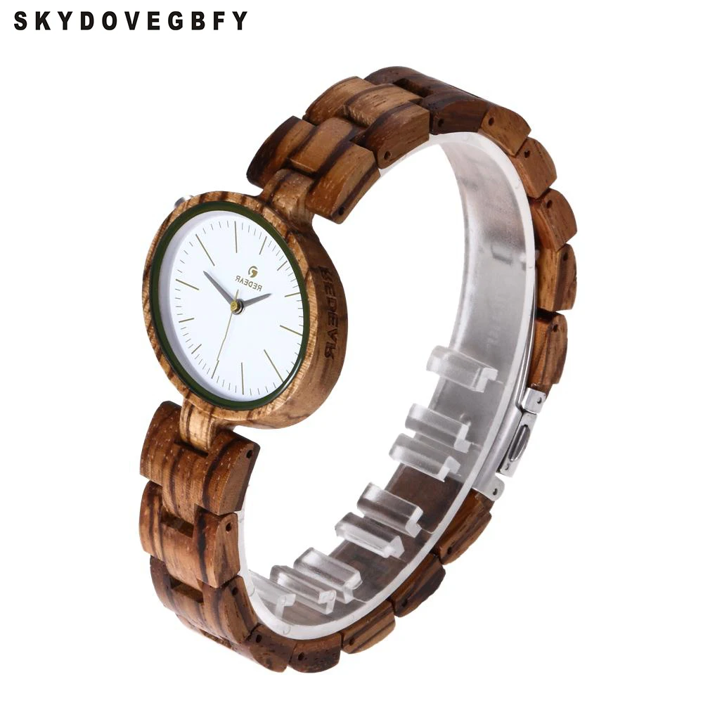 

SKYDOVEGBFY Wooden Watch Female Canvas Mini Watch Woman Women Wood Watches Bamboo