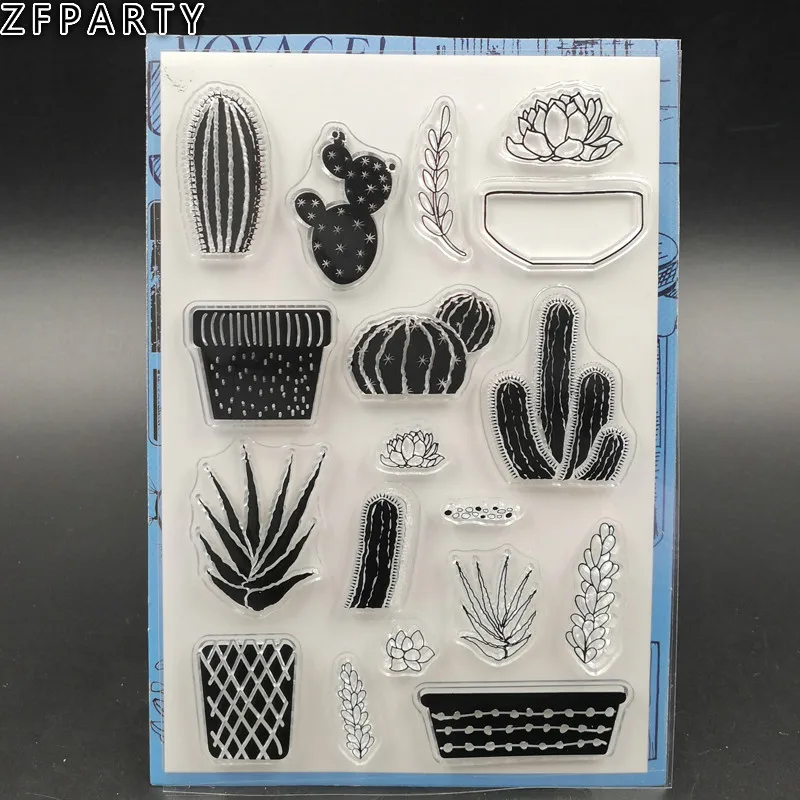 

ZFPARTY Cactus and Flowerpot Transparent Clear Silicone Stamp/Seal for DIY scrapbooking/photo album Decorative clear stamp