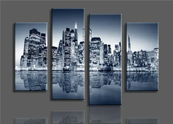 

4 Panels/Set City Building Picture Printed On Canvas Hd Canvas Print Painting Modern Decorative Painting The Picture Prints