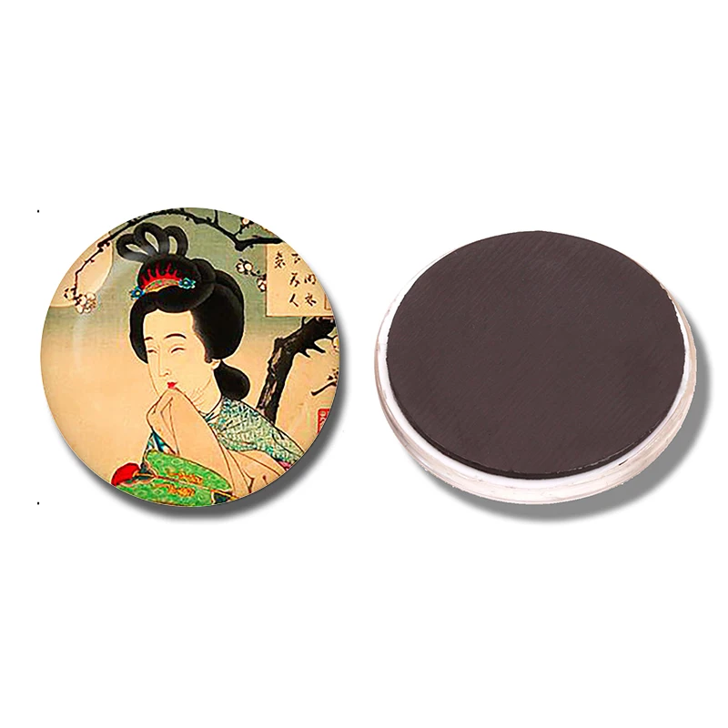 Японская культура 30 мм магнит на холодильник Гейша японский стеклянный кабошон, магнитные наклейки на холодильник держатель для заметок украшение дома - Цвет: PACK OF 1