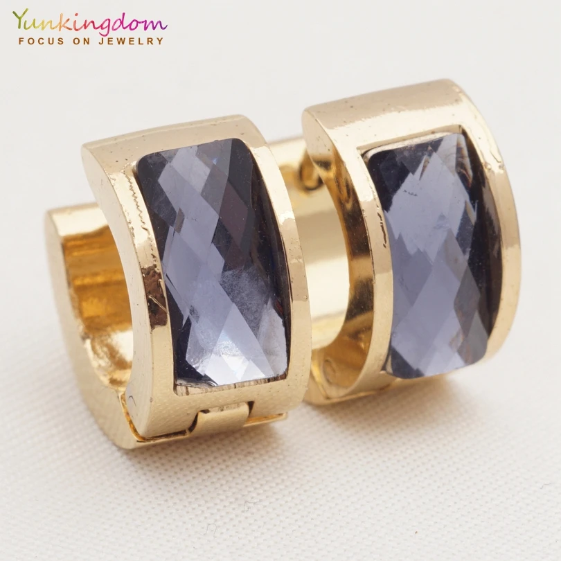 

Yunkingdom high quality earrings stainless steel titanium rhinestone hoop earrings for women gift UE0343