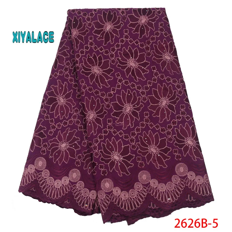 Африканская кружевная ткань швейцарская вуаль кружевная ткань драгоценные камни высокого качества швейцарская вуаль кружева в нигерийских тканях вечерние платья YA2626B-5