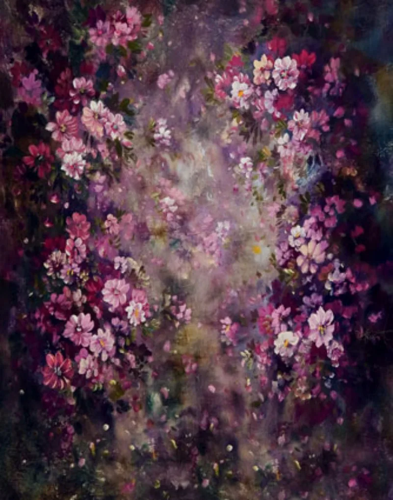 Vintage Retro Pink Purple 3d Flower background polyester or Vinyl cloth High quality Computer print wall backdrop | Электроника