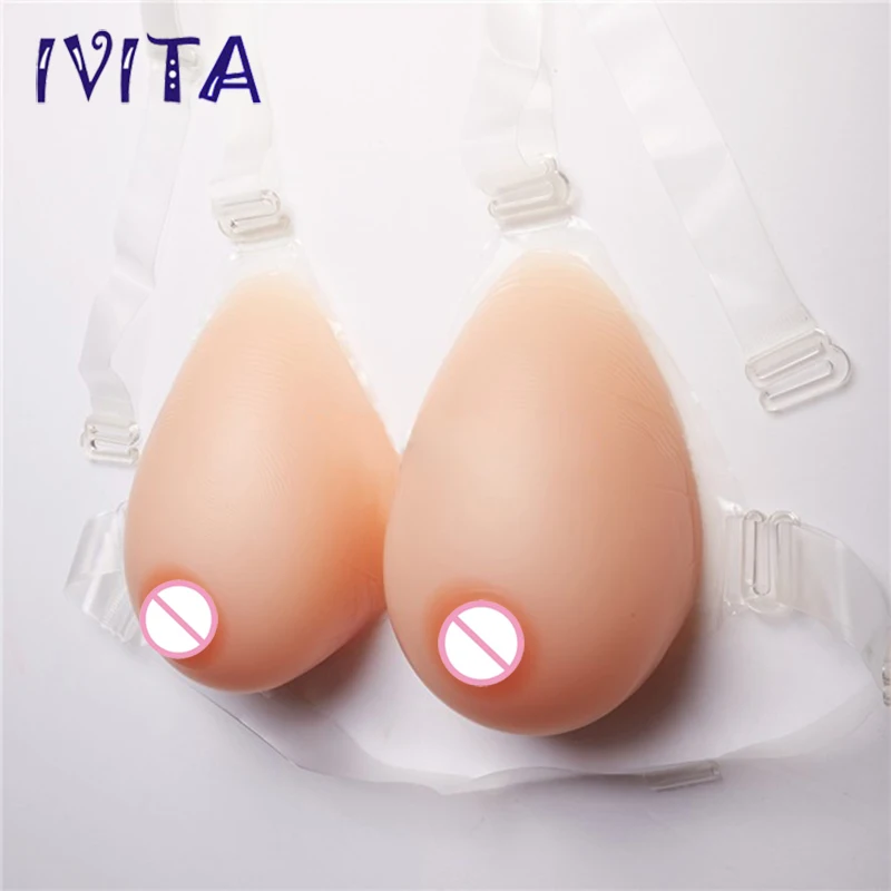 IVITA 3600g New Huge Breast Forms Full Silicone With Shoulder Straps Cosplay Drag Queen Transvestite Fake Boobs Enhancer