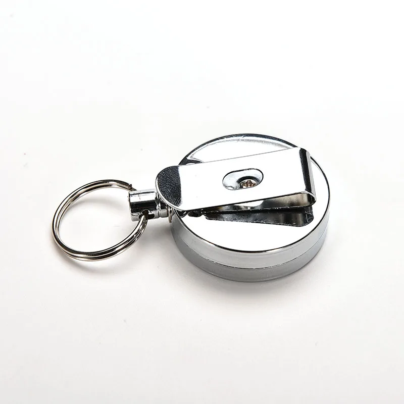

Metal Card Badge Holder Steel Recoil Ring Belt Clip Pull Key Security Chain Reel ID Lanyard Name Tag Badge Holder Retractable