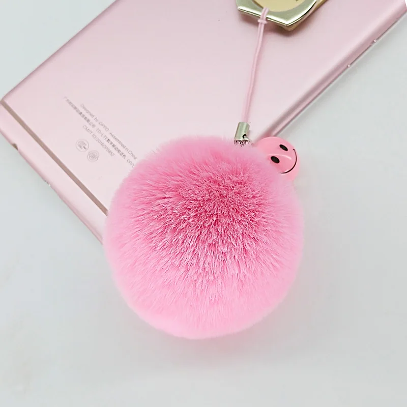 

Cute Smile Face 5cm Pompom Ball Key Chain Pendants for Phone Accessory Decoration Jewelry Ornament Handmade Charms for Friends