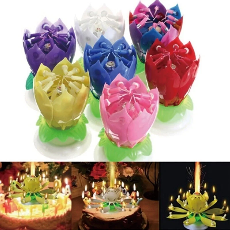 Details about   Magic Flower Birthday Blossom Lotus Musical Candle Romantic Party Multicolor UK 