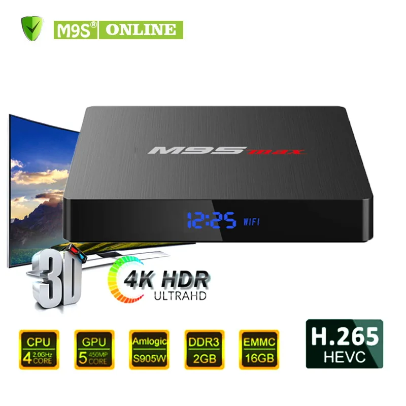 M9S MAX Amlogic S905W Android 7,1 tv BOX 2 Гб 16 Гб четырехъядерный KD 17,5 HD 4 K WiFi умный потоковый медиаплеер+ пульт дистанционного управления