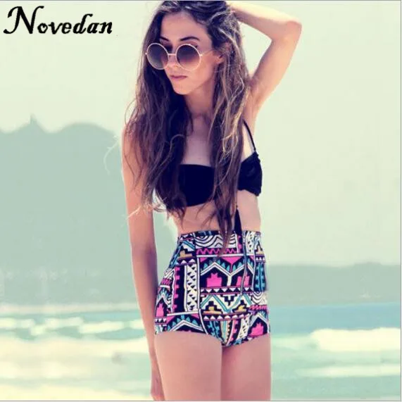 

2017 Push-Up Bikinis Sexy Print Vintage Retro Halter Bikini Swimsuit Women High Waist Women's Swimwear Swimming Trunks
