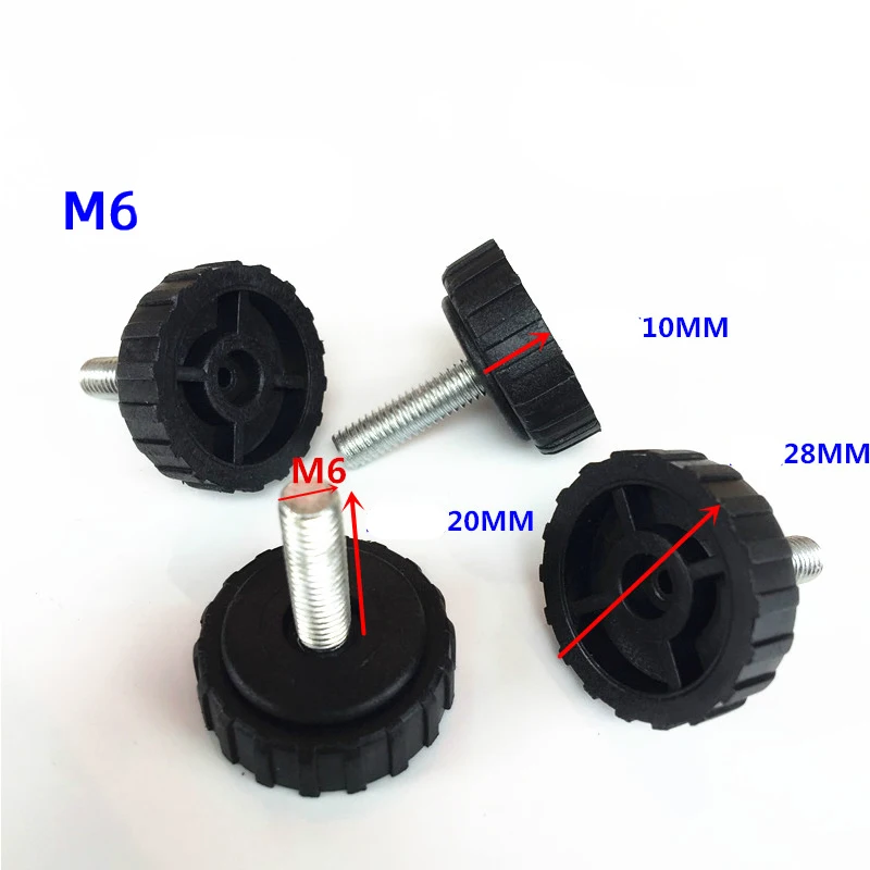 M6x20mmx28mm, Круглый, винтовой Регулируемый коврик для ног, амортизация опоры для ног, стол и стул, увеличивающая ногу